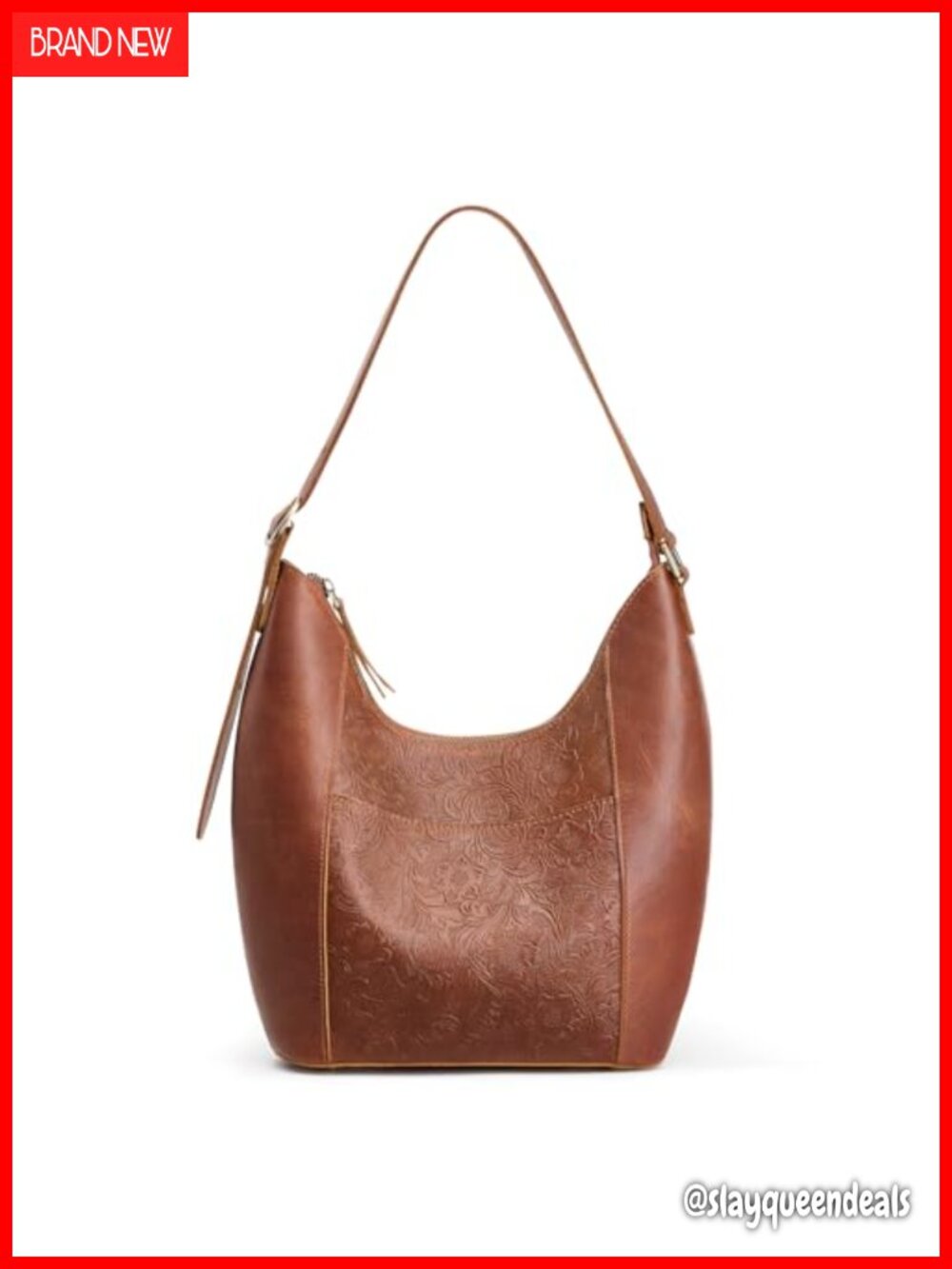 Leather Hobo Shoulder Handbag Rose Pattern Travel Purse